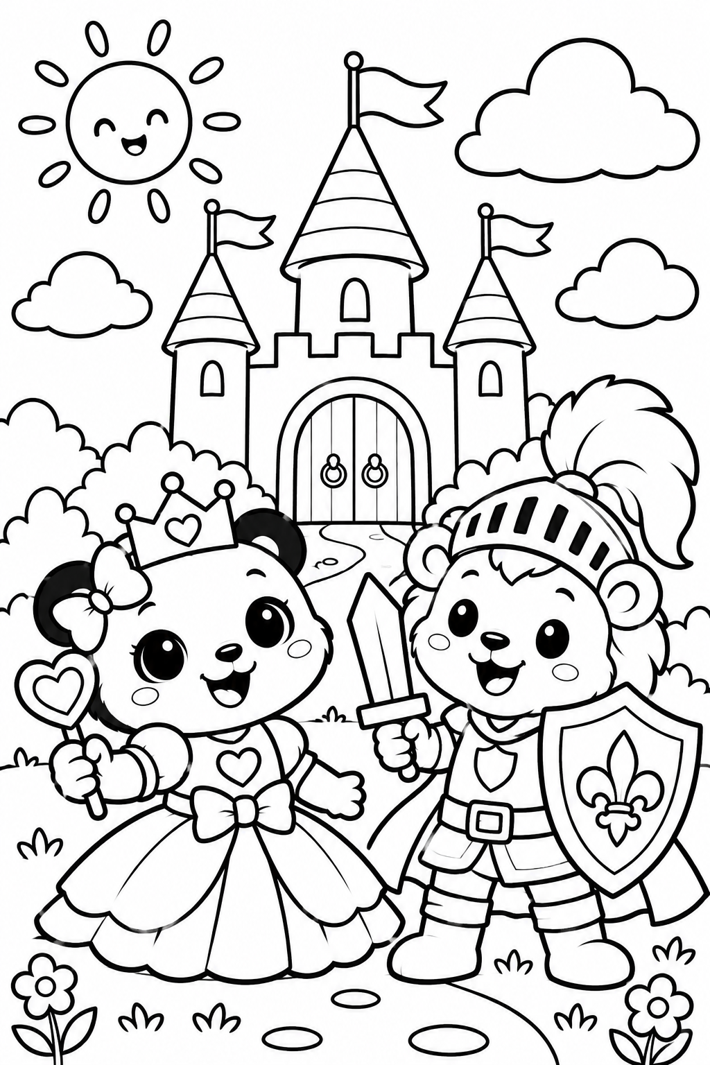 Coloriage 3 – Chevalier & Princesse