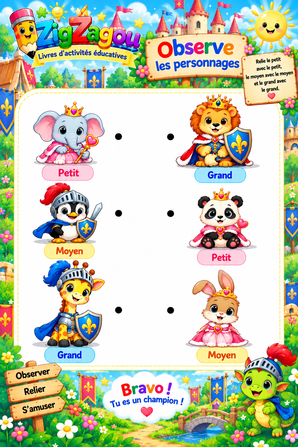 Les tailles – Petit, moyen et grand